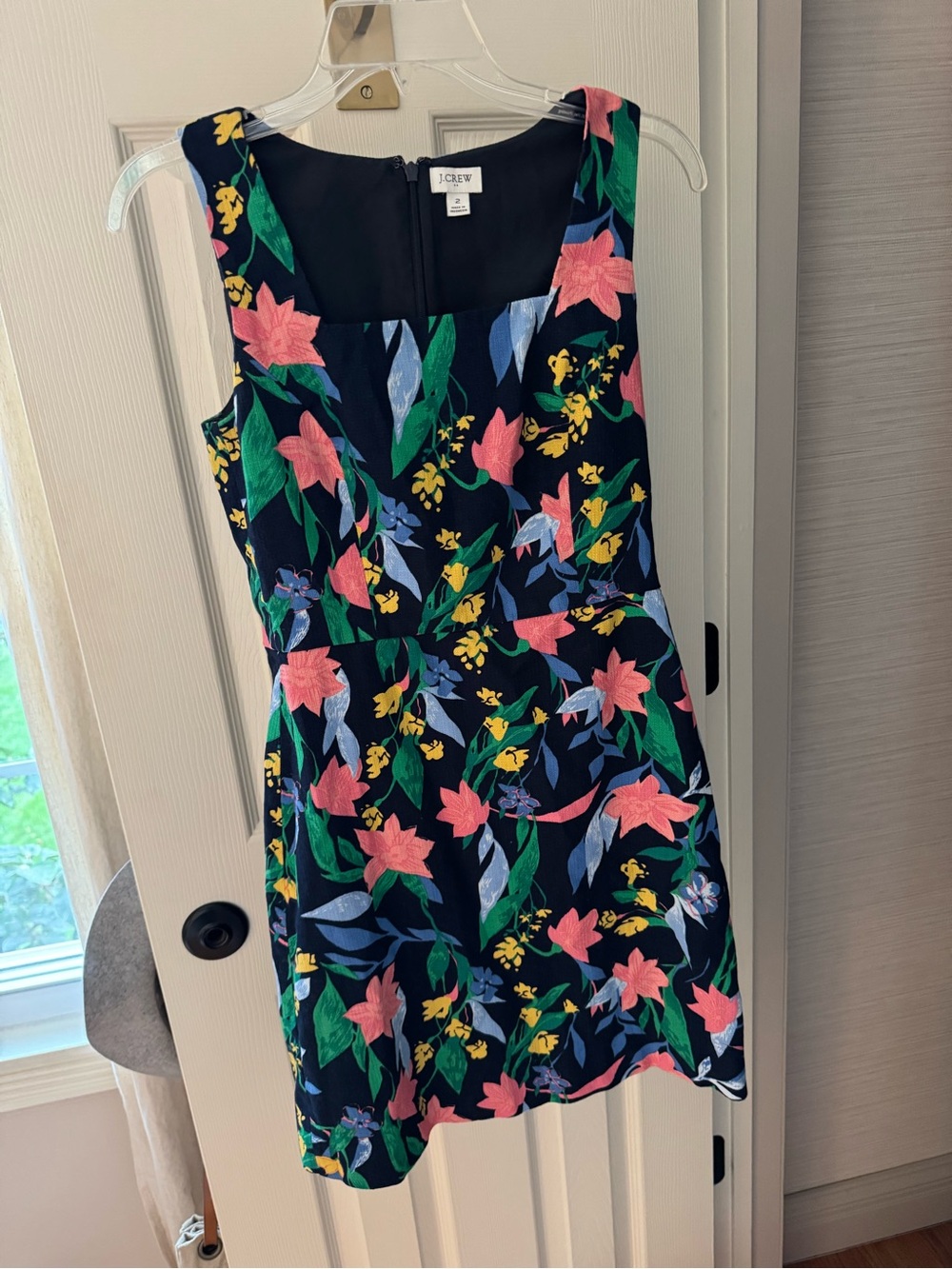 J. Crew Navy Floral Sleeveless Fit-and-Flare Dress